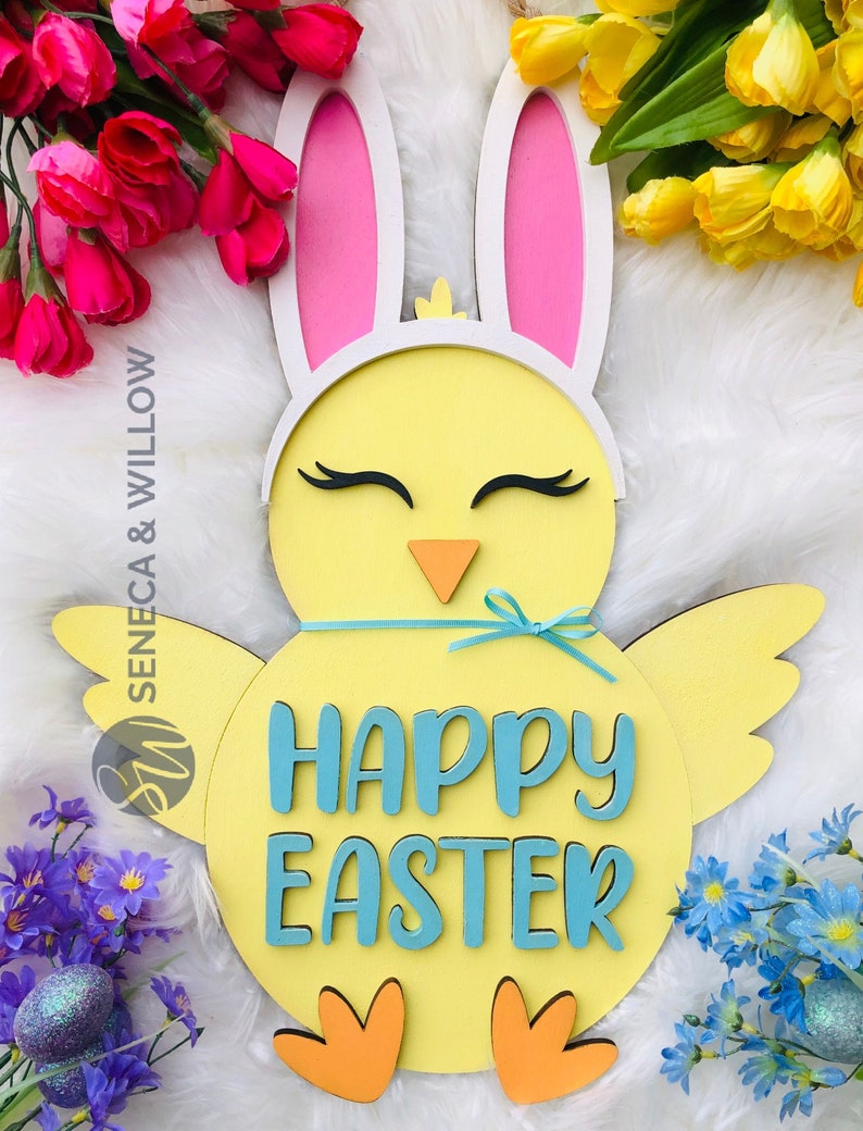 Happy Easter Bunny Chick SVG Easter Glowforge Cut file | Etsy Happy Easter Bunny Chick SVG Easter Glowforge Cut file | Etsy