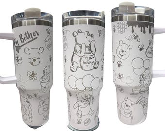 Laser Engraved 40oz Tumbler Pooh Bear tumbler/ laser engraved/ Lovely Bear