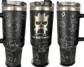 Badtz-maru 40oz Laser Engraved Tumbler. Kitty Friends,chococat,bad