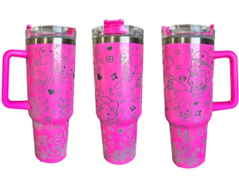 Vaso de edición limitada de 40 oz grabado con láser. My Melody. Vasos grabados.