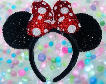3D Minnie Mouse Ears BARBIE PINK Rhinestone Bow - Etsy display picture 2