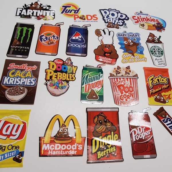 19 Sticker Set of Parody Junk Food Stickers!