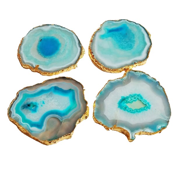 Gold Agate Coasters Etsy