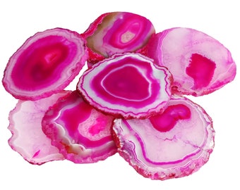 Set di sottobicchieri in agata rosa con bordo dorato, sottobicchieri in geode fatti a mano per regali e decorazioni per la casa