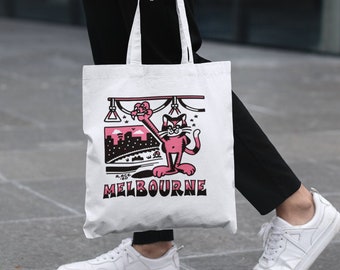 Melbourne Tram tote bag | Melbourne reusable bag | Cat Tote Bag | Canvas Carry bag
