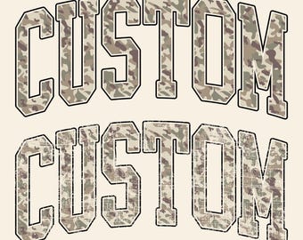 Custom Camo Varsity Text PNG
