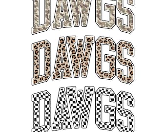 Dawgs Mascot PNG Sublimation Bundle: Camo, Leopard, Checker