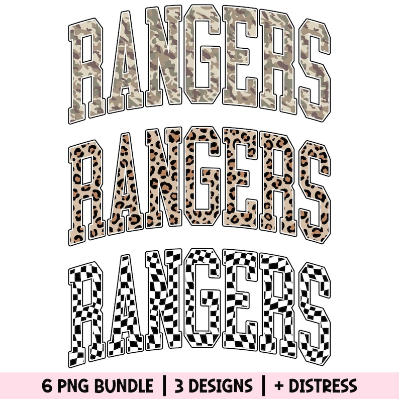 Rangers PNG Mascot Sublimation Bundle Camo Leopard Checker Camouflage ...