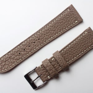 Taupe Shrunken French Calf Leather Strap - Handmade Leather Watch Strap - 16mm 17mm 18mm 19mm 20mm 21mm 22mm 24mm - Artisan Straps