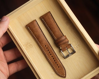 Whiskey Pueblo Calf Leather Watch Strap - Handmade Leather Watch Strap - 16mm 17mm 18mm 19mm 20mm 21mm 22mm 24mm - Artisan Straps