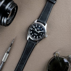 Black Pueblo Calf Leather Watch Strap - Handmade Leather Watch Strap - 16mm 17mm 18mm 19mm 20mm 21mm 22mm 24mm - Artisan Straps