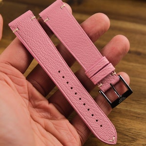 Pink French Goat Leather Strap  - Handmade Leather Watch Strap - 16mm 17mm 18mm 19mm 20mm 21mm 22mm 24mm - Artisan Straps