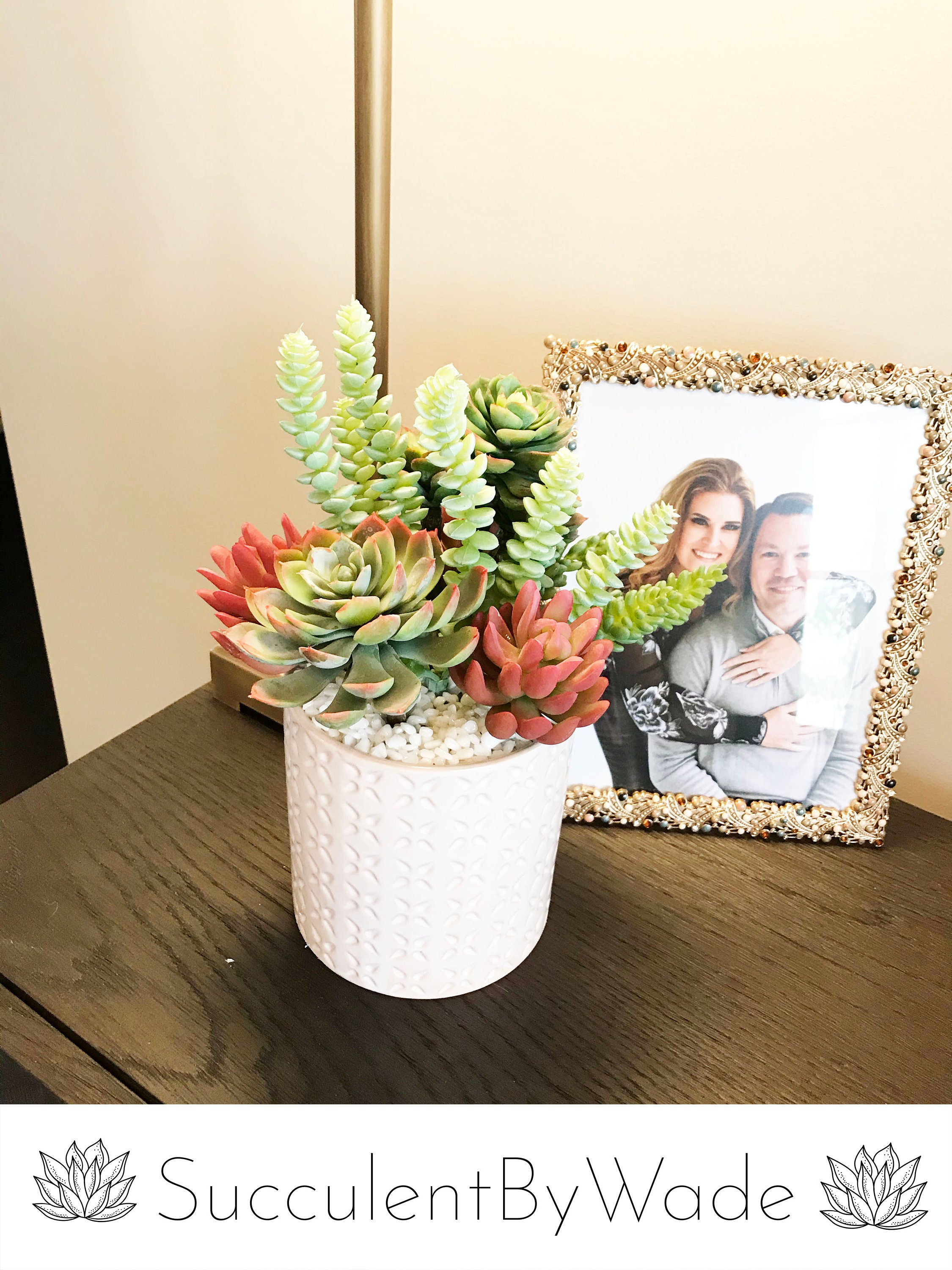 Beautiful faux succulent arrangement Etsy