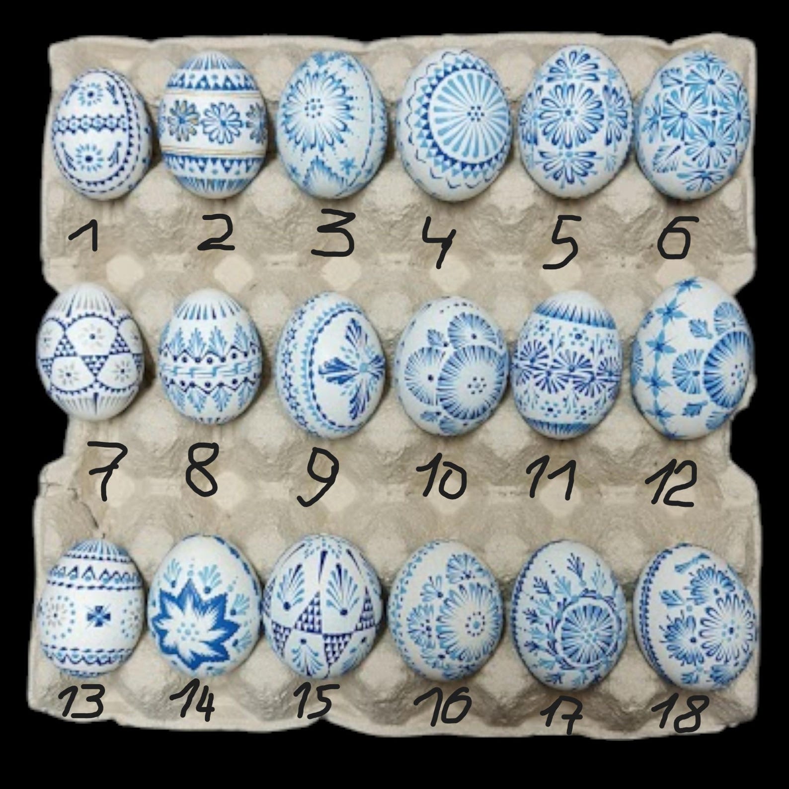 Blue and white Easter decorations, real chicken eggs, Easter eggs as decoration, hand-decorated hen egg, Easter gift | Easter decorations, hand-painted, Sorbian