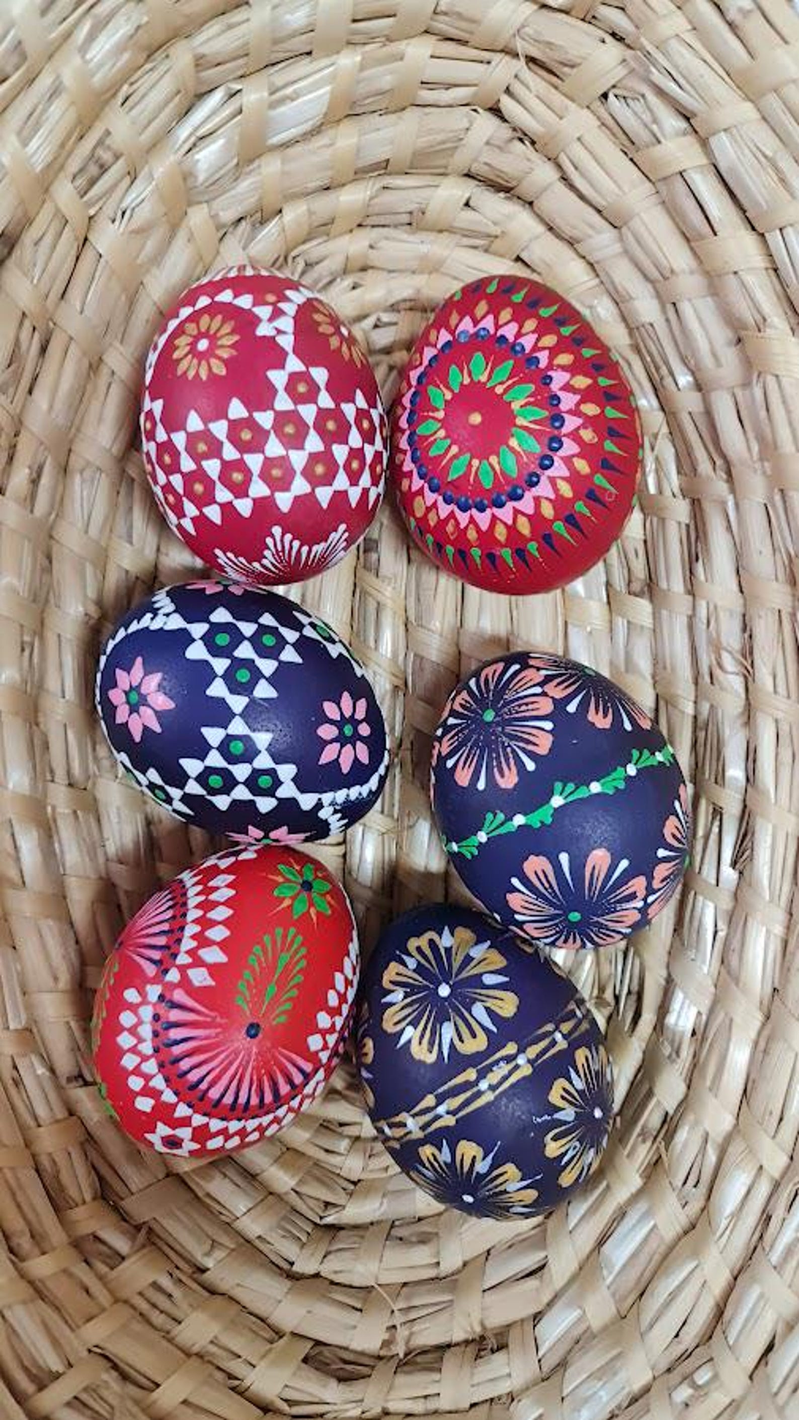 Hand-painted Sorbian Easter eggs, chicken eggs, Easter decorations,