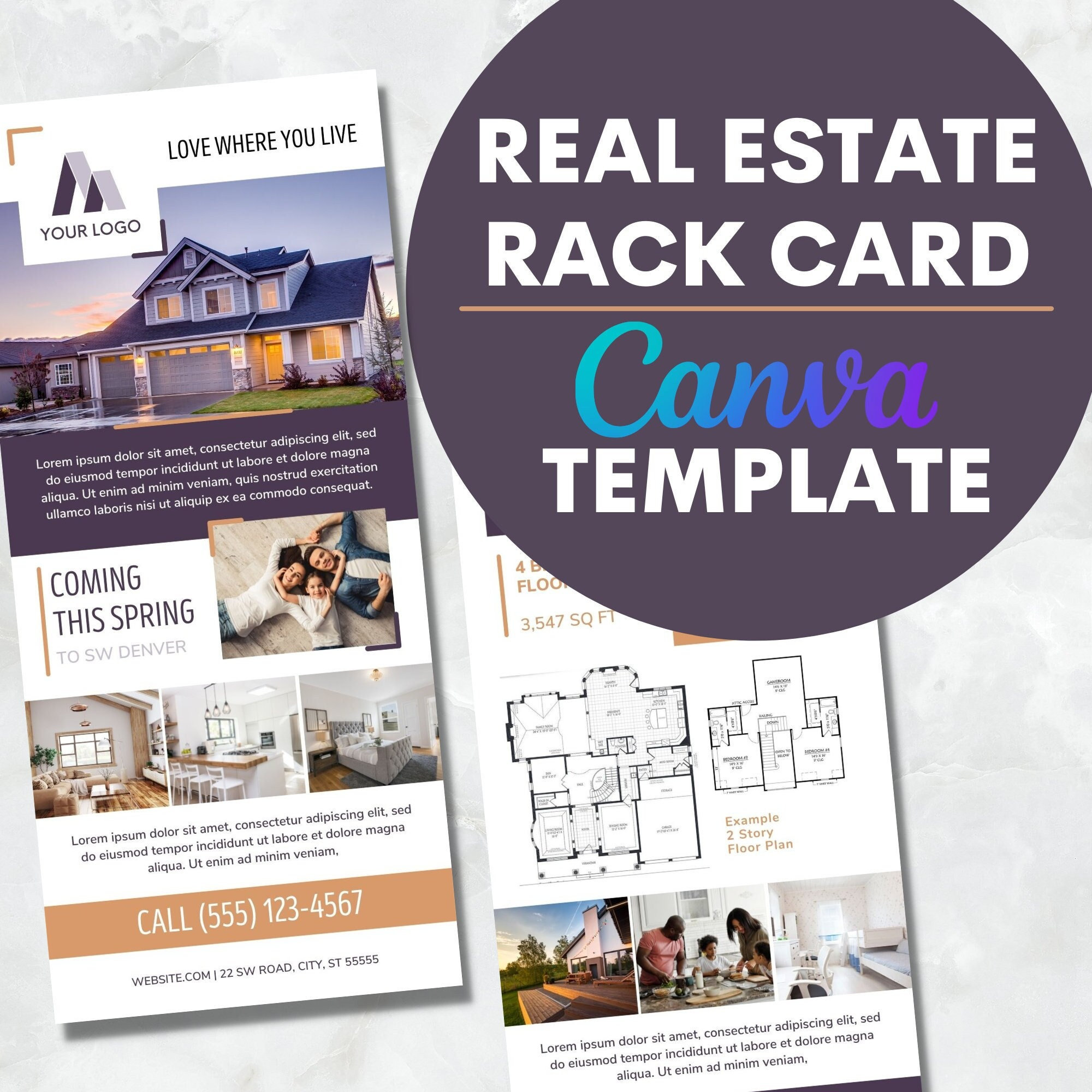 Real Estate 4x9 Rack Card Canva Template | Modern | Clean