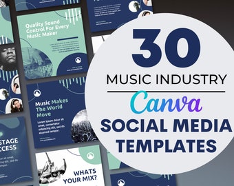 30 Social Media Canva Templates | Music Industry | Bright Bold | Easily Customizable | Event Venue
