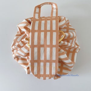 Cosmetic Makeup bag,Makeup drawstrings pouch,Travel accessories,Pencil case, Makeup organizer,Handmade,Japanese fabric-Orange