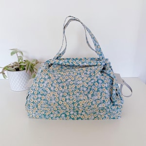Sac à provisions pliable floral : fourre-tout réutilisable fait main
