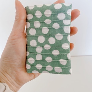 Minimalist Small Wallet with Pin Tucked Design Card Holder- dots /aqua green