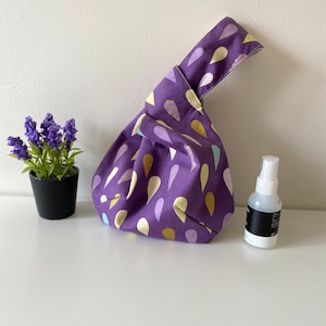 Knot bag mini, Japanese knot bag,shopping bag,handbag, Handmade, Japanese fabrics, gift idea- purple
