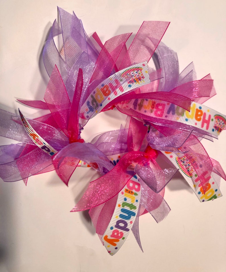 Happy Birthday Ribbon Scrunchie, Party Favor, Gift, Made to Order, Birthday Gift for a Girl Etsy