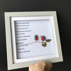 Robin Gift, Robin Pebble Art, Theres a little robin, The robin poem, Memory poem, Loss of Loved One, Thinking of you, Wall art memorial