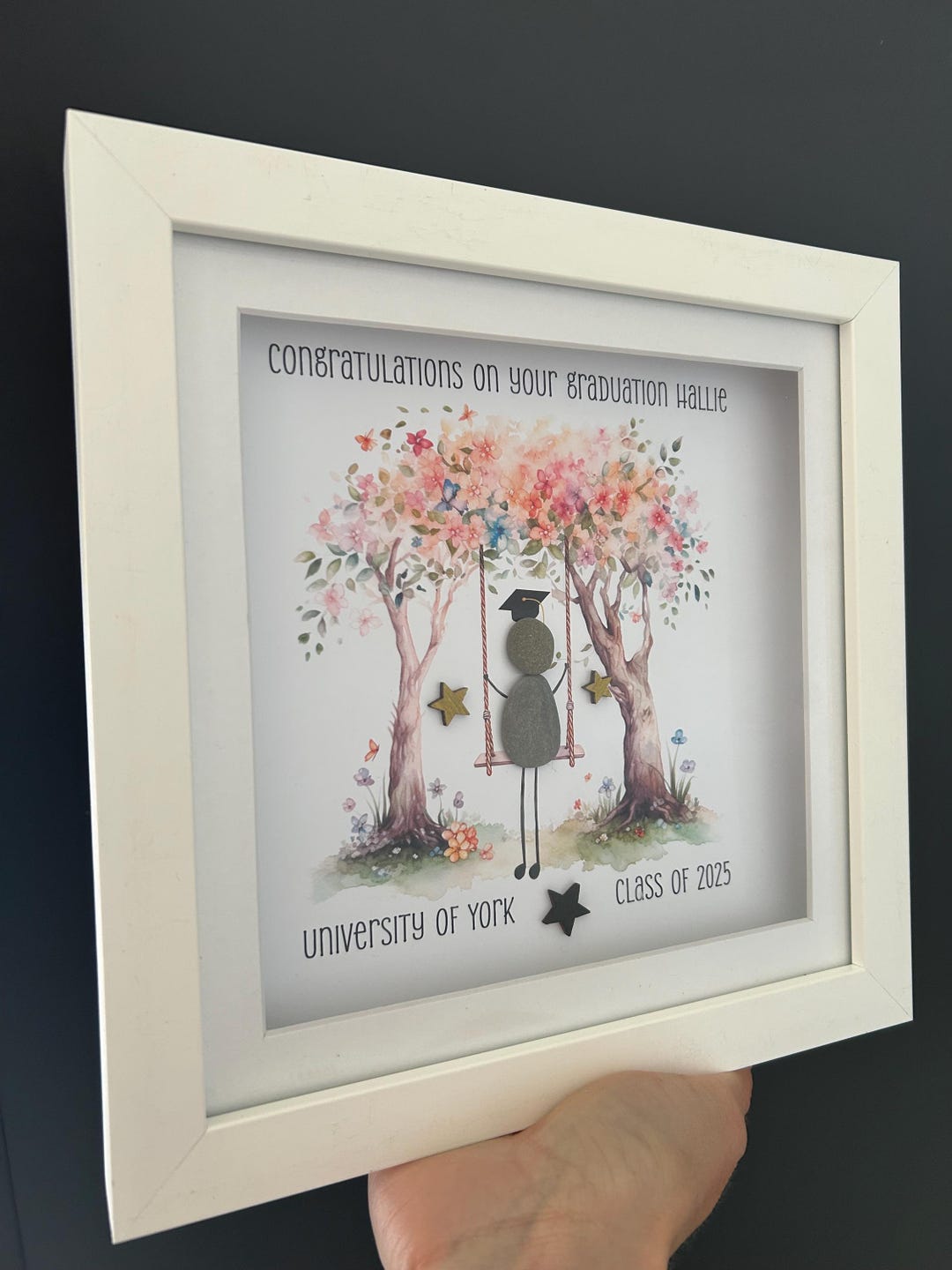 Personalized Graduation Pebble Art Frame, Class of 2025, Gift for ...