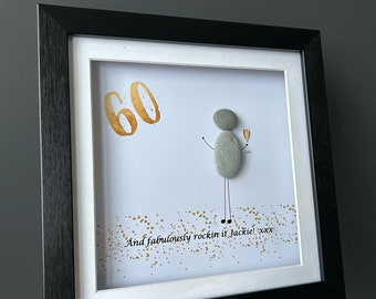 60th Birthday Gifts for Women, 60th Birthday Pebble, 60th Frame Friend, Gift For Friends 60th, 60th Pebble Picture, 60th Gift Woman,