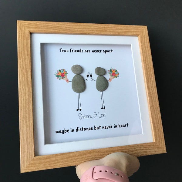 Personalized Pebble Art Friends Picture Frame Unique Birthday Gift for Best Friend