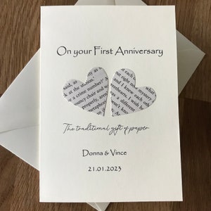 1st Anniversary Card for Husband or Wife, Romantic First Year Wedding Anniversary Greeting Card zdjęcie 2