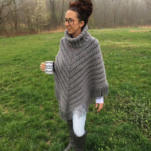 PDF Pattern Download ONLY*** Ribbed Turtleneck Cowl Poncho Crochet Pattern PDF Download- English only