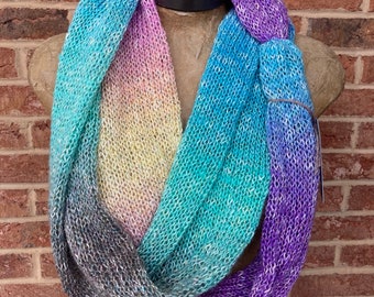 Sparkly Pastel Rainbow Ombre Infinity Scarf