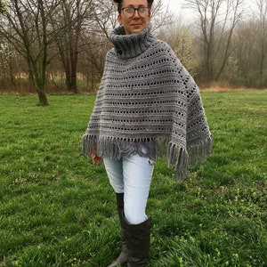 PDF Pattern Download ONLY Ribbed Turtleneck Cowl Poncho Crochet Pattern PDF Download English only image 2