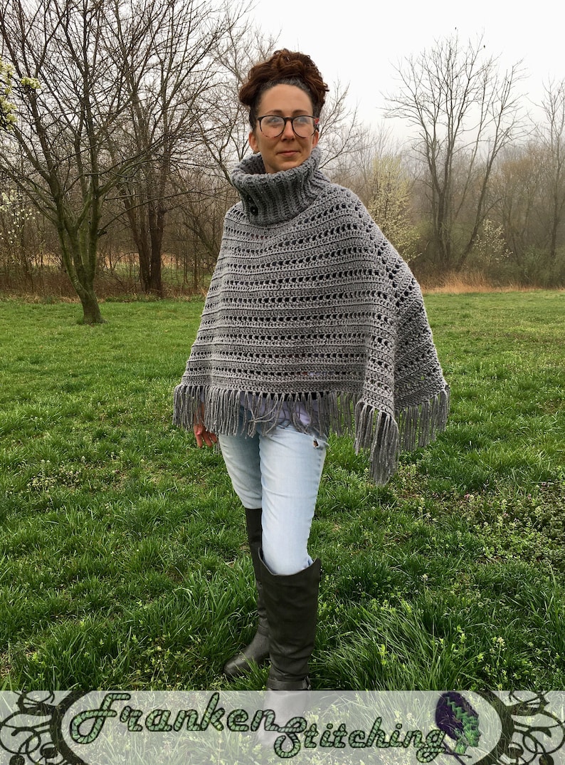 PDF Pattern Download ONLY Ribbed Turtleneck Cowl Poncho Crochet Pattern PDF Download English only image 2