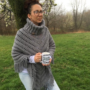 PDF Pattern Download ONLY Ribbed Turtleneck Cowl Poncho Crochet Pattern PDF Download English only image 3