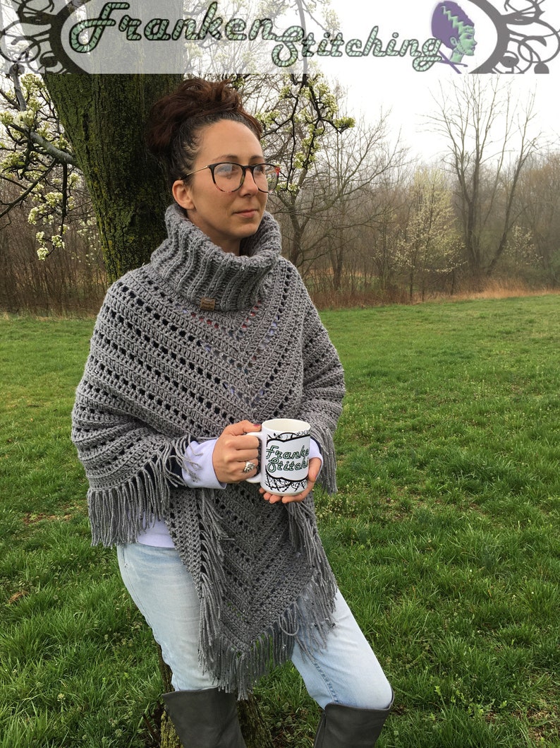 PDF Pattern Download ONLY Ribbed Turtleneck Cowl Poncho Crochet Pattern PDF Download English only image 3