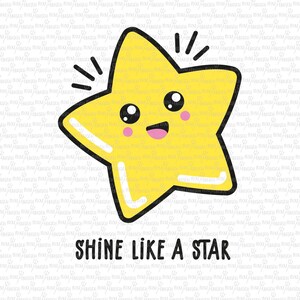Brilla como una estrella, Kawaii, Ojos Kawaii, Archivo Digital, Archivo Cortado, SVG, PNG, Archivo Plotter, Imprimible, Silueta, Cricut, Recortable, Cara Kawaii