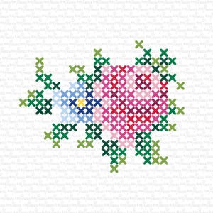 Rose, Embroidery, Cross Stitch Rose SVG, Digital File, Cut File, PNG, DXF, Printable, Silhouette, Cricut, Cuttable, Cross Stitch, Kreuzstich