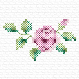 Rose, Embroidery, Cross Stitch Rose SVG, Digital File, Cut File, PNG, DXF, Printable, Silhouette, Cricut, Cuttable, Cross Stitch, Kreuzstich