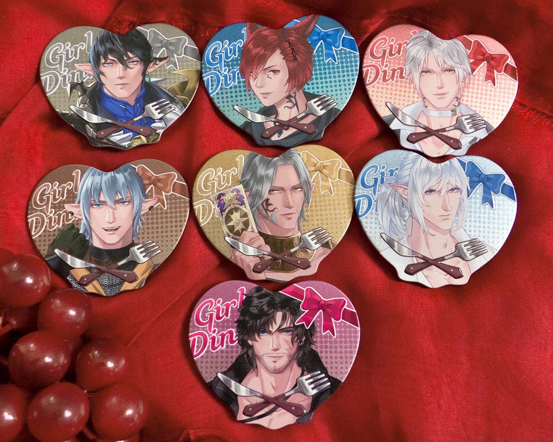 FF14 and FF16 Girl Dinner Badges - Aymeric