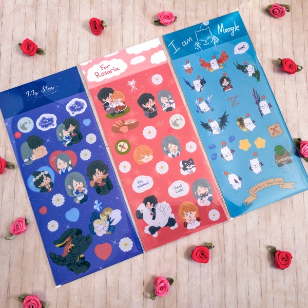 FF16 Like a Dragon Cute Glossy Deco Sticker Sheets with Clear Backing