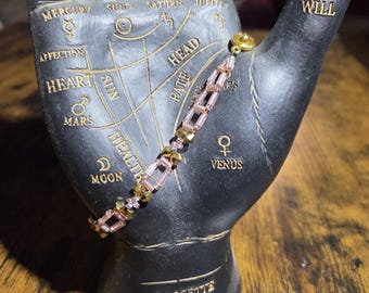 Rose and classic gold with swavorski crystal bicone bracelet