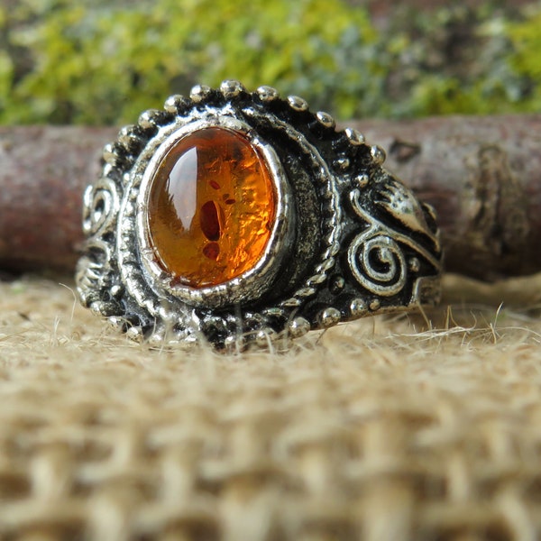 bague ambre et zamac