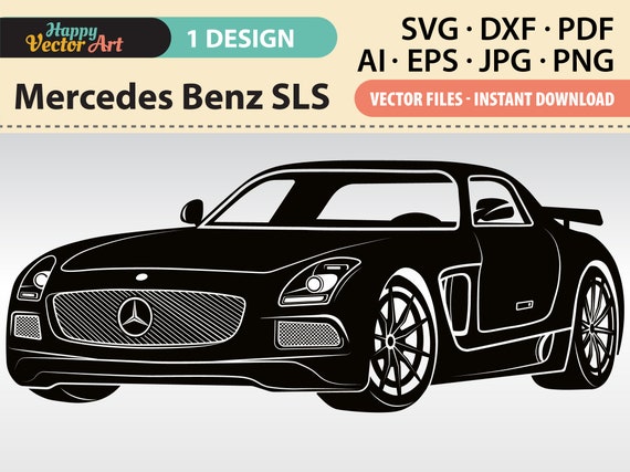 Mercedes Benz Sls Silhouette Luxury Car Svg Ai Png Dxf Etsy