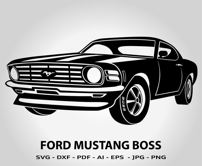 Ford Mustang Boss 1970 Silhouette Muscle car Antique Old Ford Mustang Boss 1970 Silhouette Muscle car Antique Old