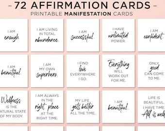 Affirmation Cards, Positive Affirmation Card, Printable Cards, Cards for Law of Attraction, Manifesting Kit, Daily Affirmation Deck, Digital