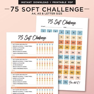 75 Soft Challenge, 75 Day Soft Challenge Tracker, 75 Day Challenge Printable, Habit tracker, Weight Loss Challenge, Fitness Journal, PDF