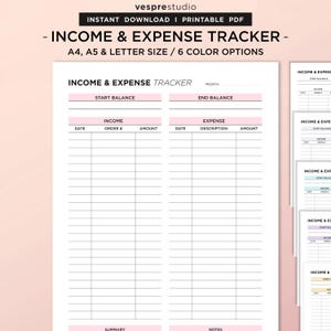 Income and Expense Tracker, Bookkeeping Spreadsheet, Small Business Budget, Expense Tracker, Small Business Spreadsheet, A4, A5, Letter, PDF