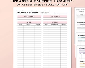 Income and Expense Tracker, Bookkeeping Spreadsheet, Small Business Budget, Expense Tracker, Small Business Spreadsheet, A4, A5, Letter, PDF